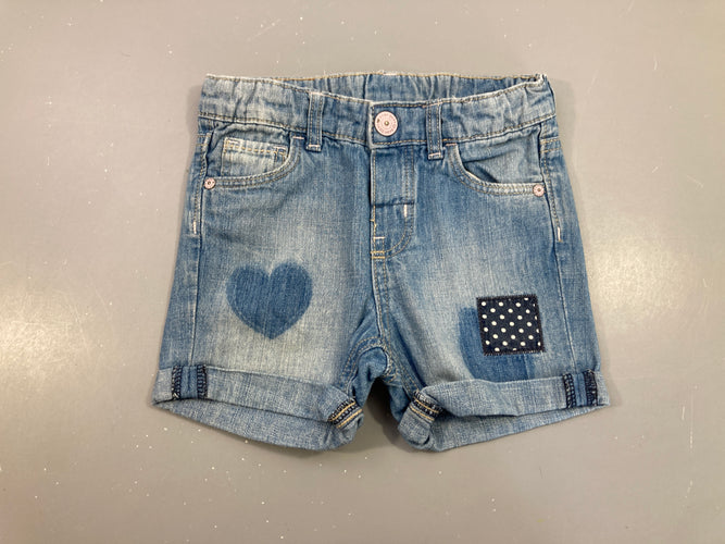 Short denim coeur à revers, moins cher chez Petit Kiwi