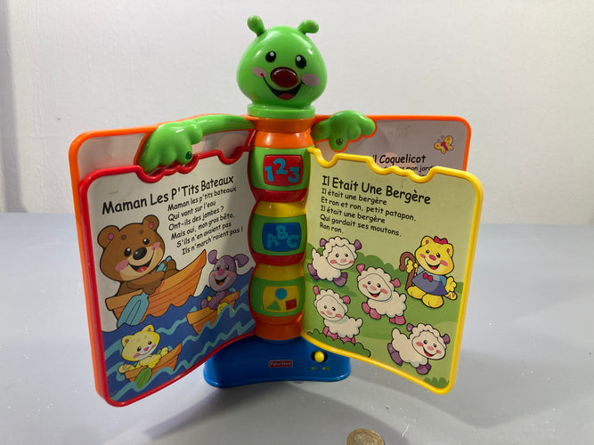 Livre d'éveil rigolotronique de comptines musical, chenille verte, moins cher chez Petit Kiwi