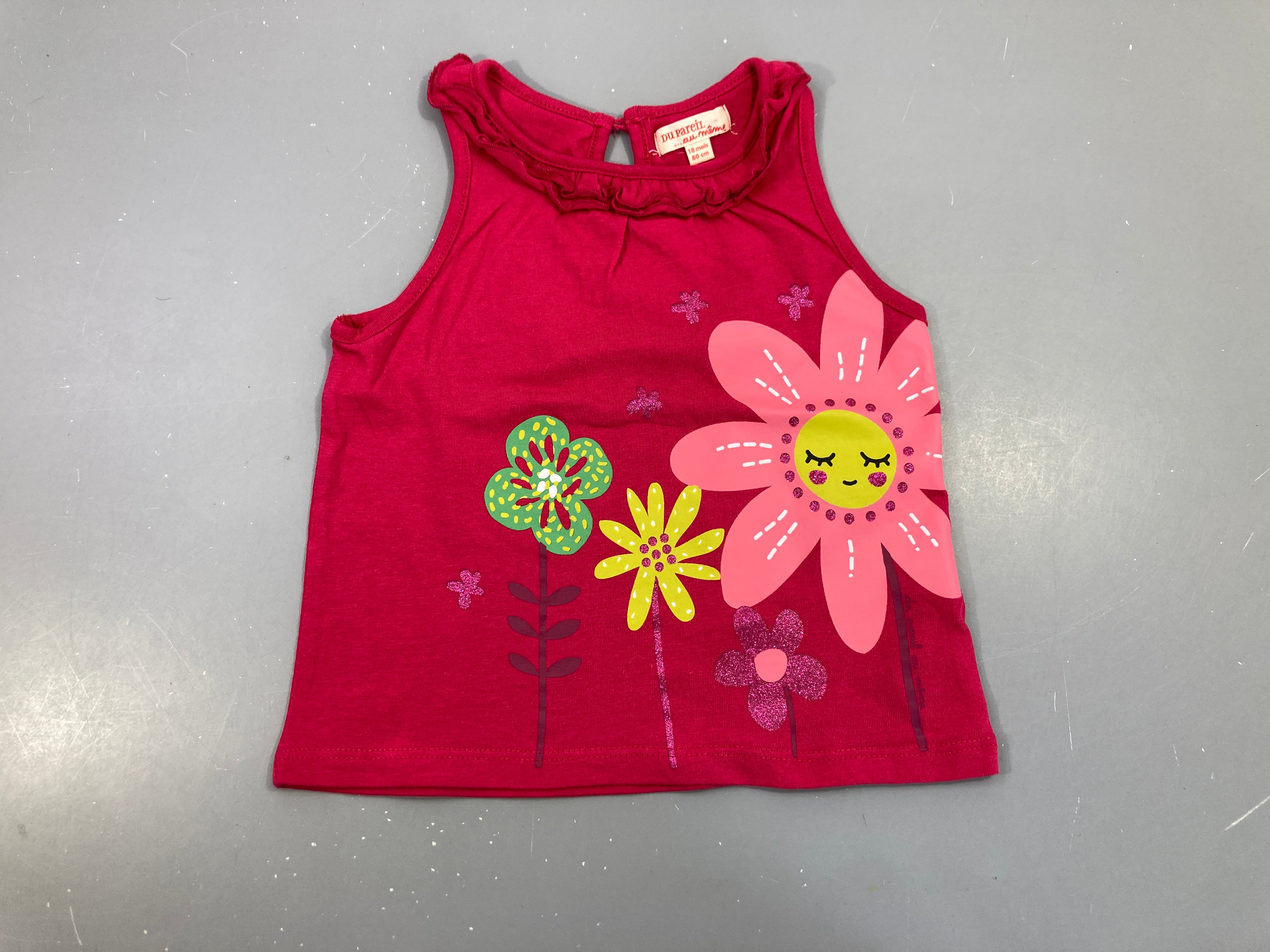 T-shirt s.m rose vif fleurs