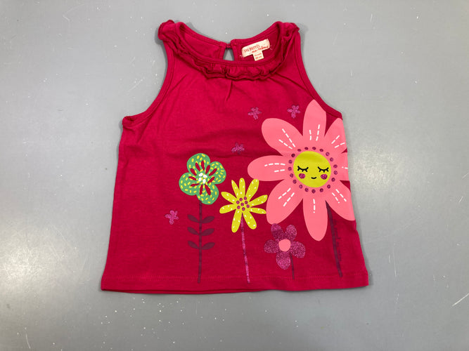 T-shirt s.m rose vif fleurs, moins cher chez Petit Kiwi