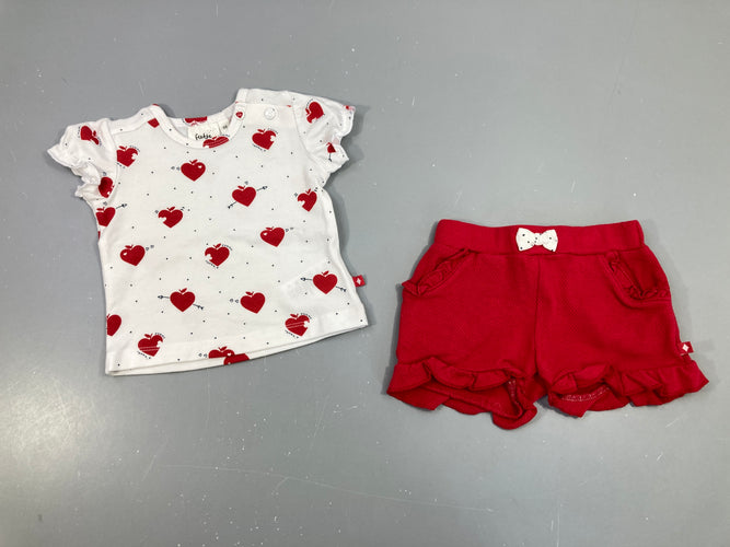 T-shirt m.c blanc coeurs + short molleton texturé, Feetje, moins cher chez Petit Kiwi