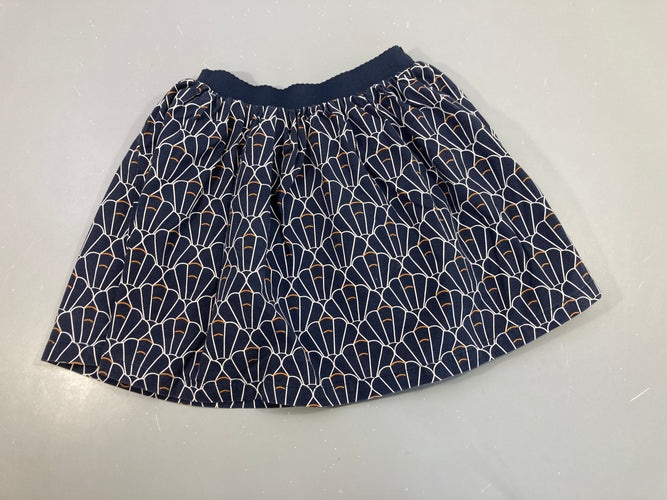 Jupe doublée bleu foncé motifs blanc ocre, moins cher chez Petit Kiwi