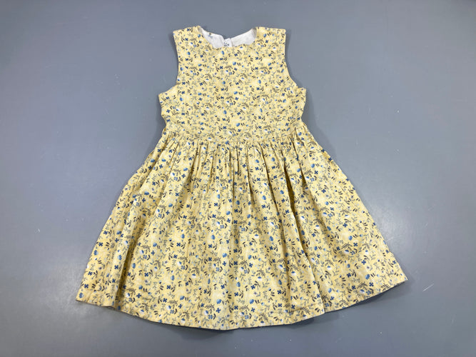 Robe s.m coton réversible jaune fleuri/blanc fleuri Taille estimée, moins cher chez Petit Kiwi