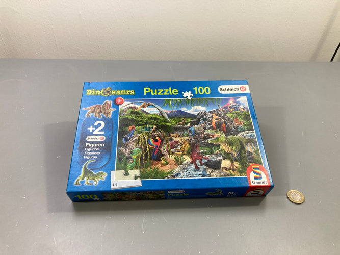 Puzzle 100 pcs Dinosaurs + 2 figurines Schleich, Schmidt, moins cher chez Petit Kiwi