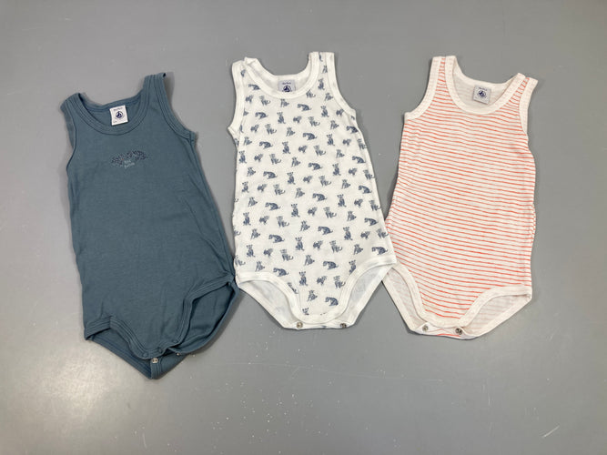 Lot de 3 bodies s.m gris/blanc tigres/rayé orange, moins cher chez Petit Kiwi