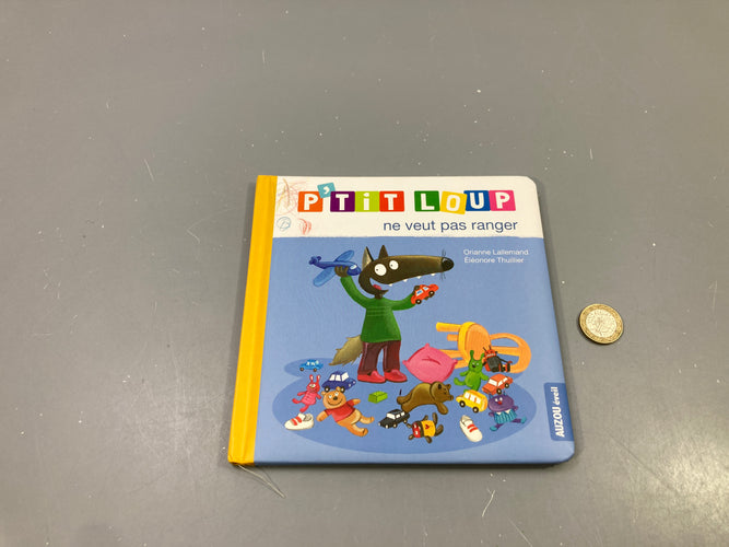 P'tit Loup ne veut pas ranger, Orianne Lallemand, gribouillis couverture, Auzou éveil, moins cher chez Petit Kiwi