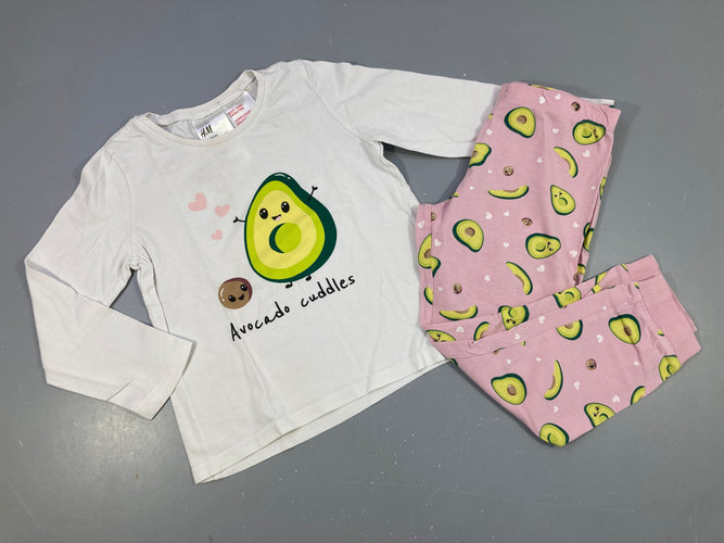 Pyjama 2pcs jersey blanc/rose avocat, moins cher chez Petit Kiwi