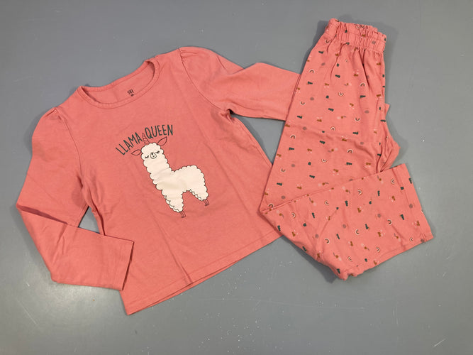 Pyjama 2pcs jersey rose lama, moins cher chez Petit Kiwi
