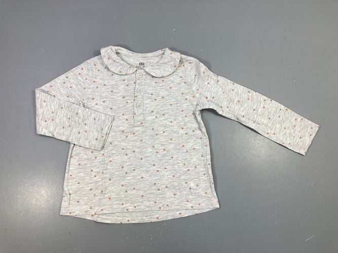T-shirt m.l gris flammé étoile col, bas mache taché, moins cher chez Petit Kiwi