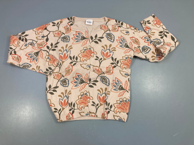 Gilet rose fleurs, moins cher chez Petit Kiwi