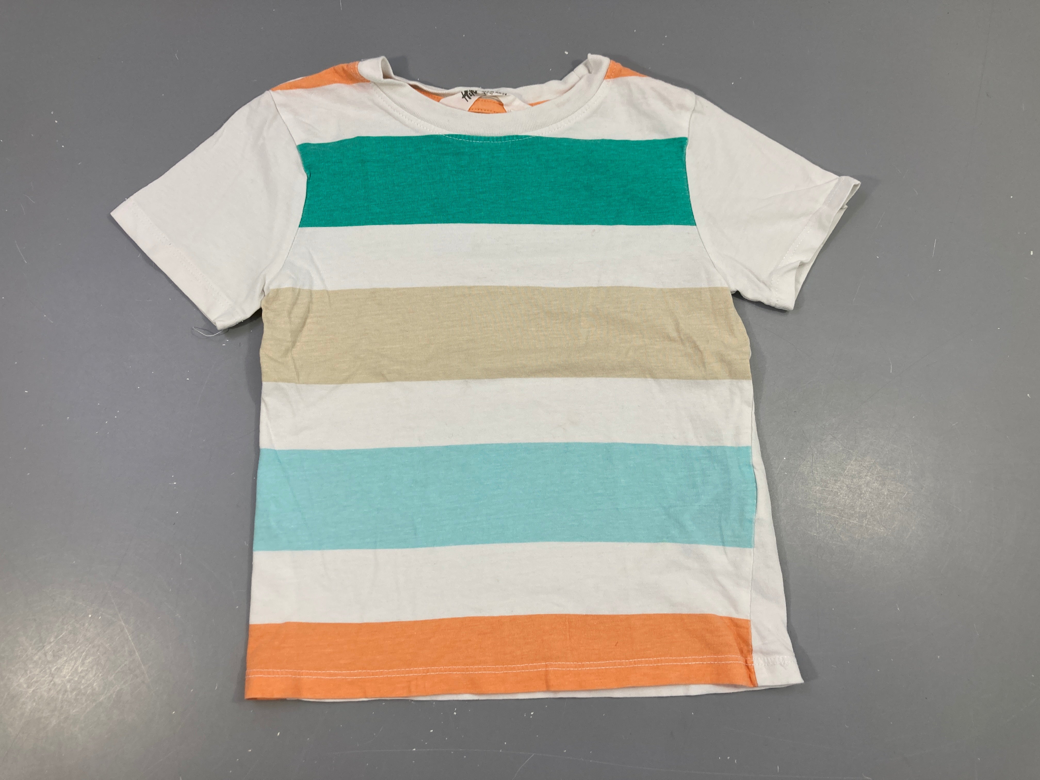T-shirt m.c blanc rayé multicolore