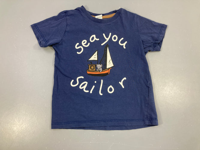 T-shirt m.c bleu foncé bateau, moins cher chez Petit Kiwi