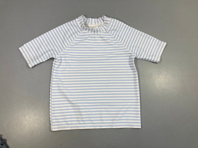 T-shirt m.c anti-uv blanc rayé bleu, moins cher chez Petit Kiwi