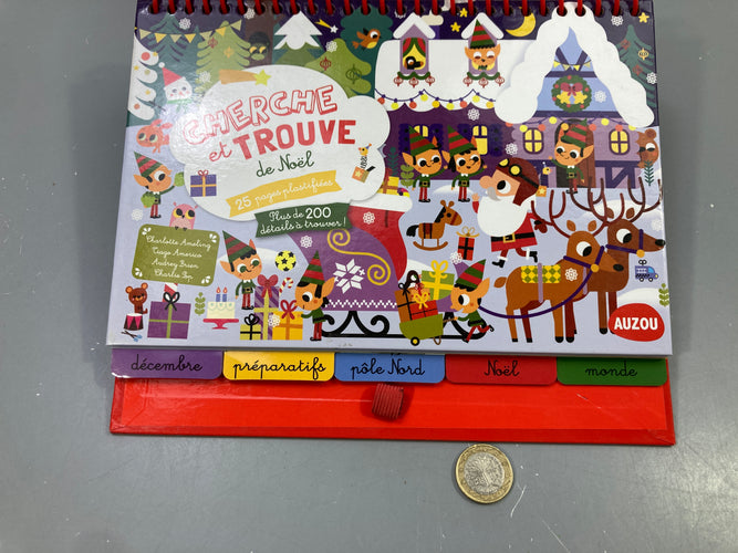 Cherche et trouve de Noël, 25 pages plastifiées, à spirale, Auzou, sans le marqueur effaçable, moins cher chez Petit Kiwi