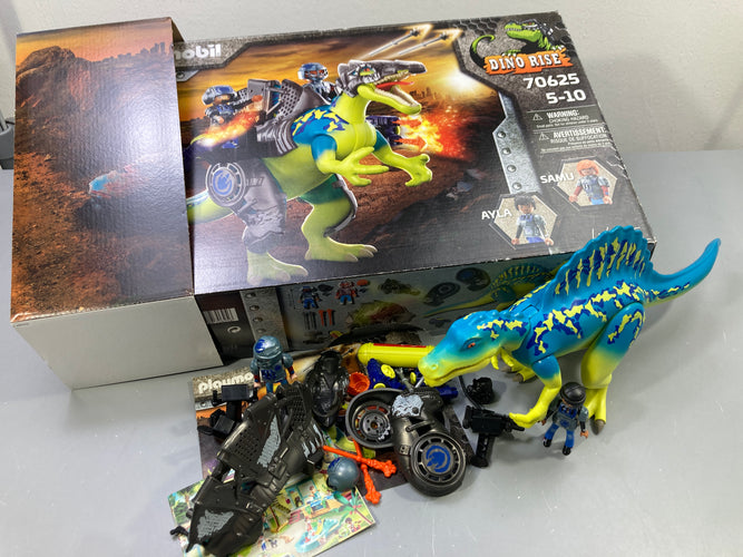 Dino Rise 70625 spinosaure avec 2 figurines, armure, accessoires, boîte et notice - complet, moins cher chez Petit Kiwi