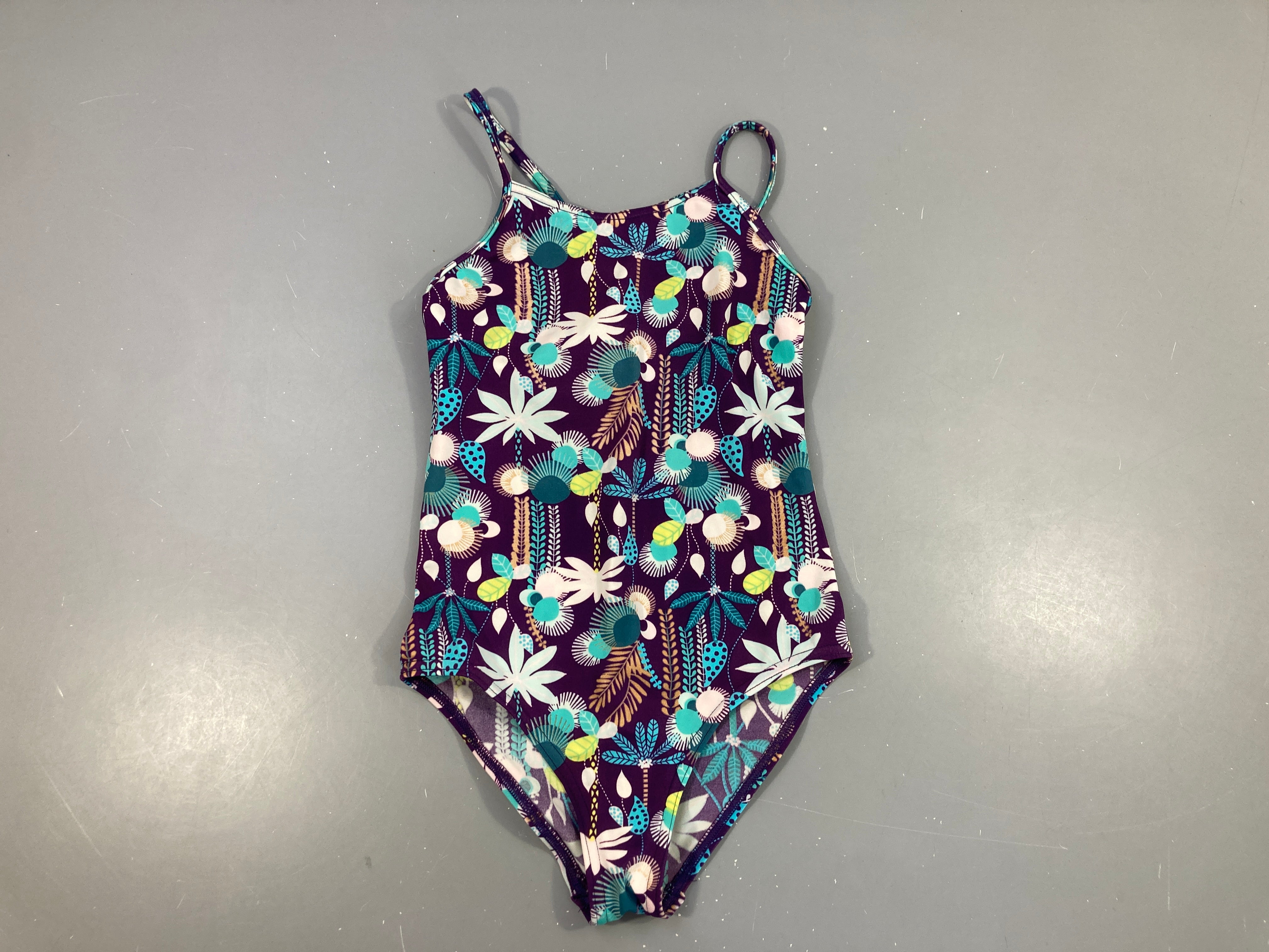 Maillot mauve fleuri blanc-bleu