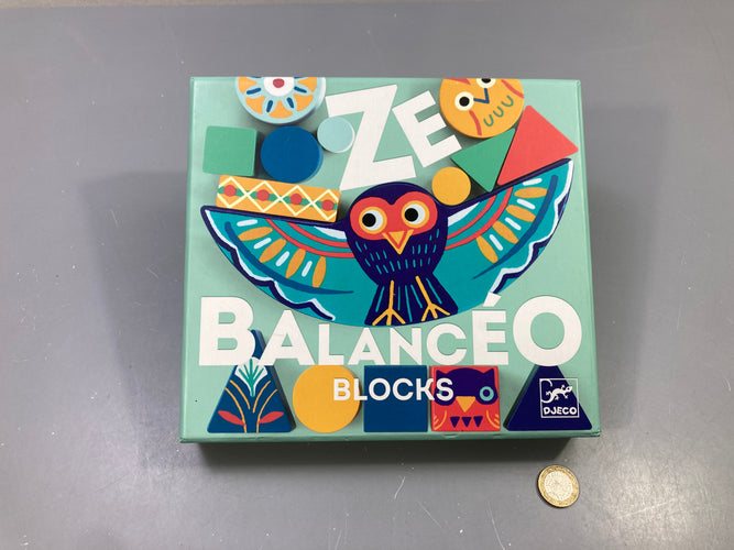 Jeu d'équilibre Ze Balancéo Blocks, bois, manque 1 pièce bleue, moins cher chez Petit Kiwi