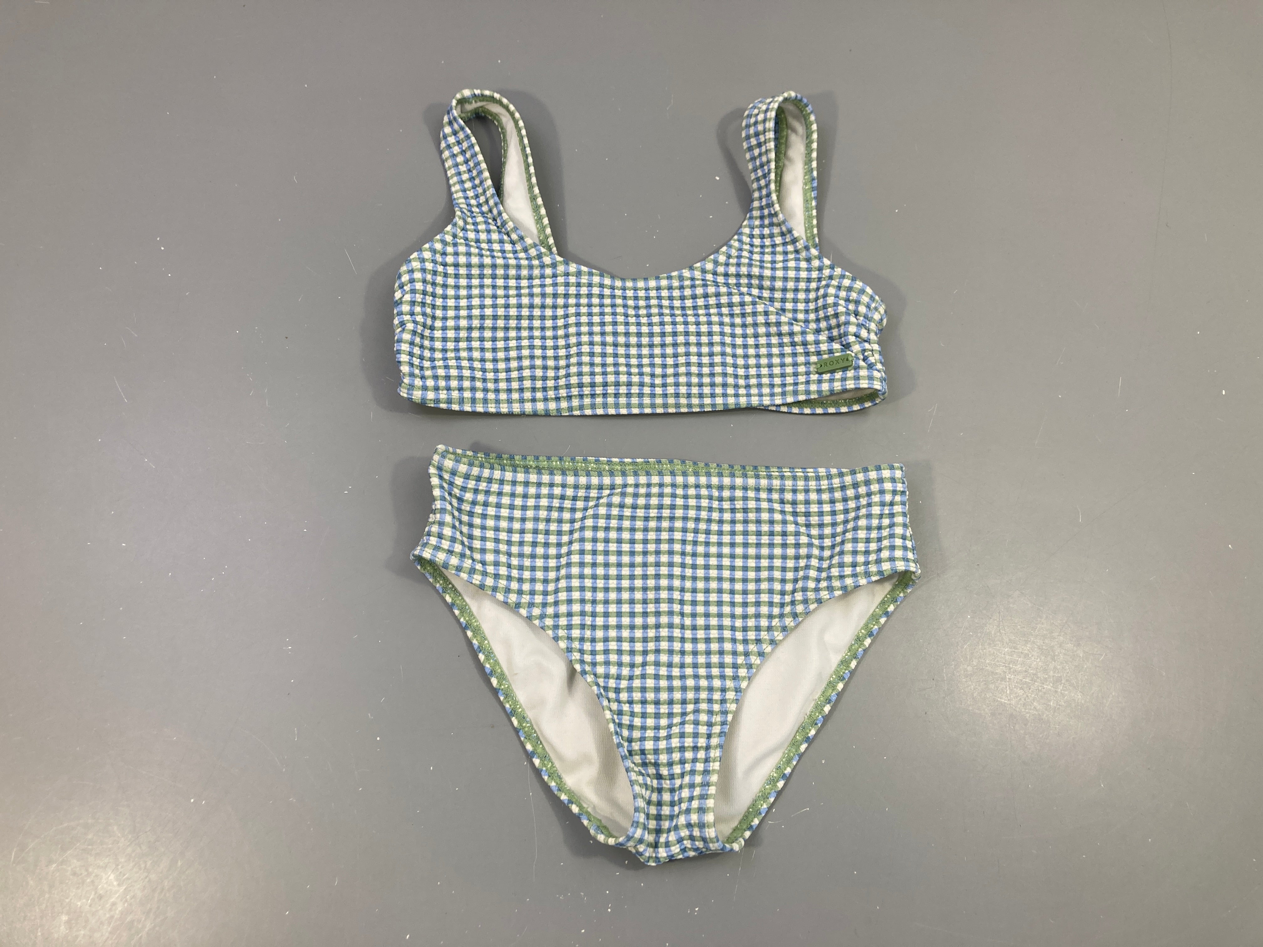 Bikini vichy vert bleu texturé
