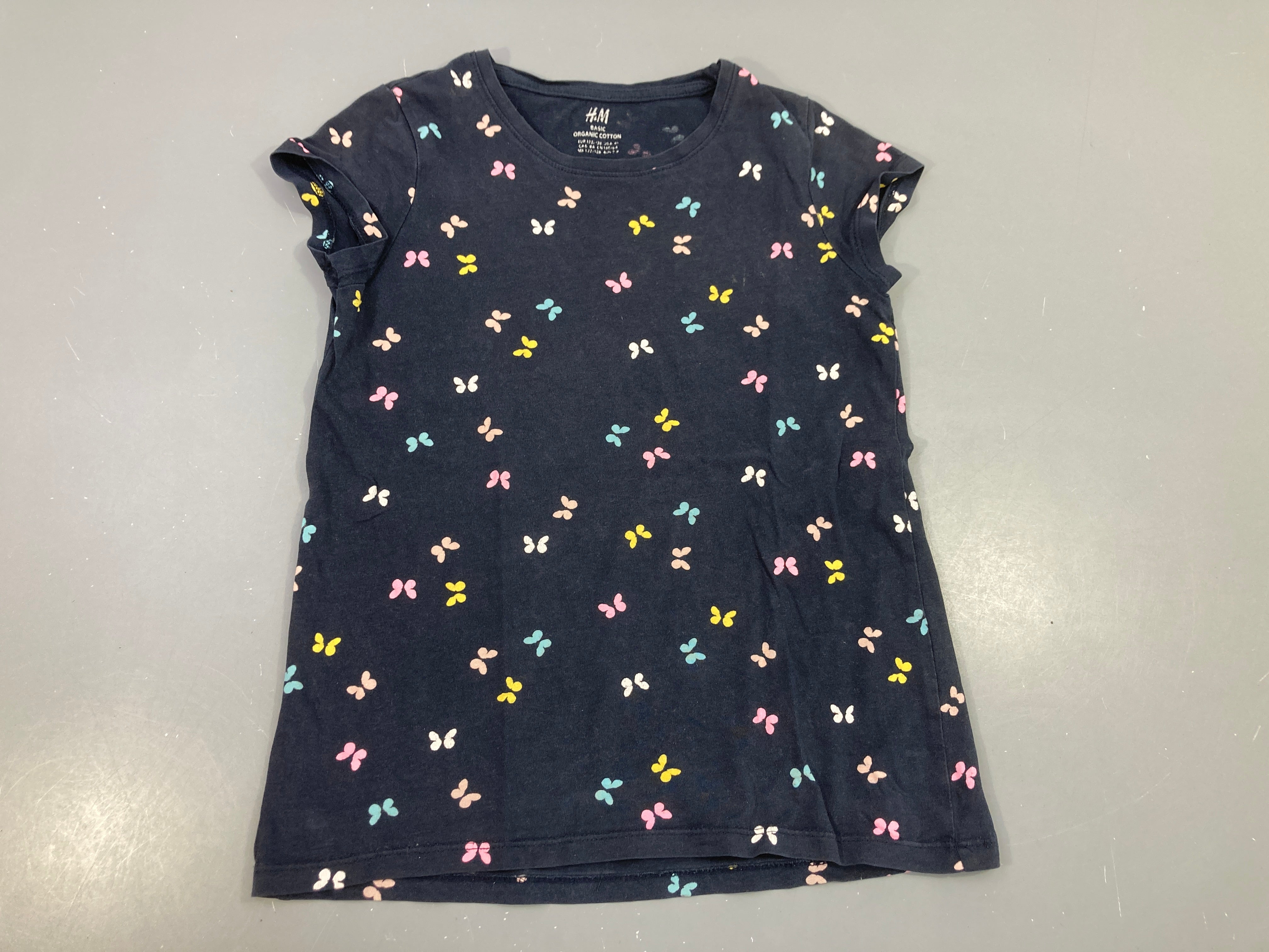 T-shirt m.c bleu foncé papillons