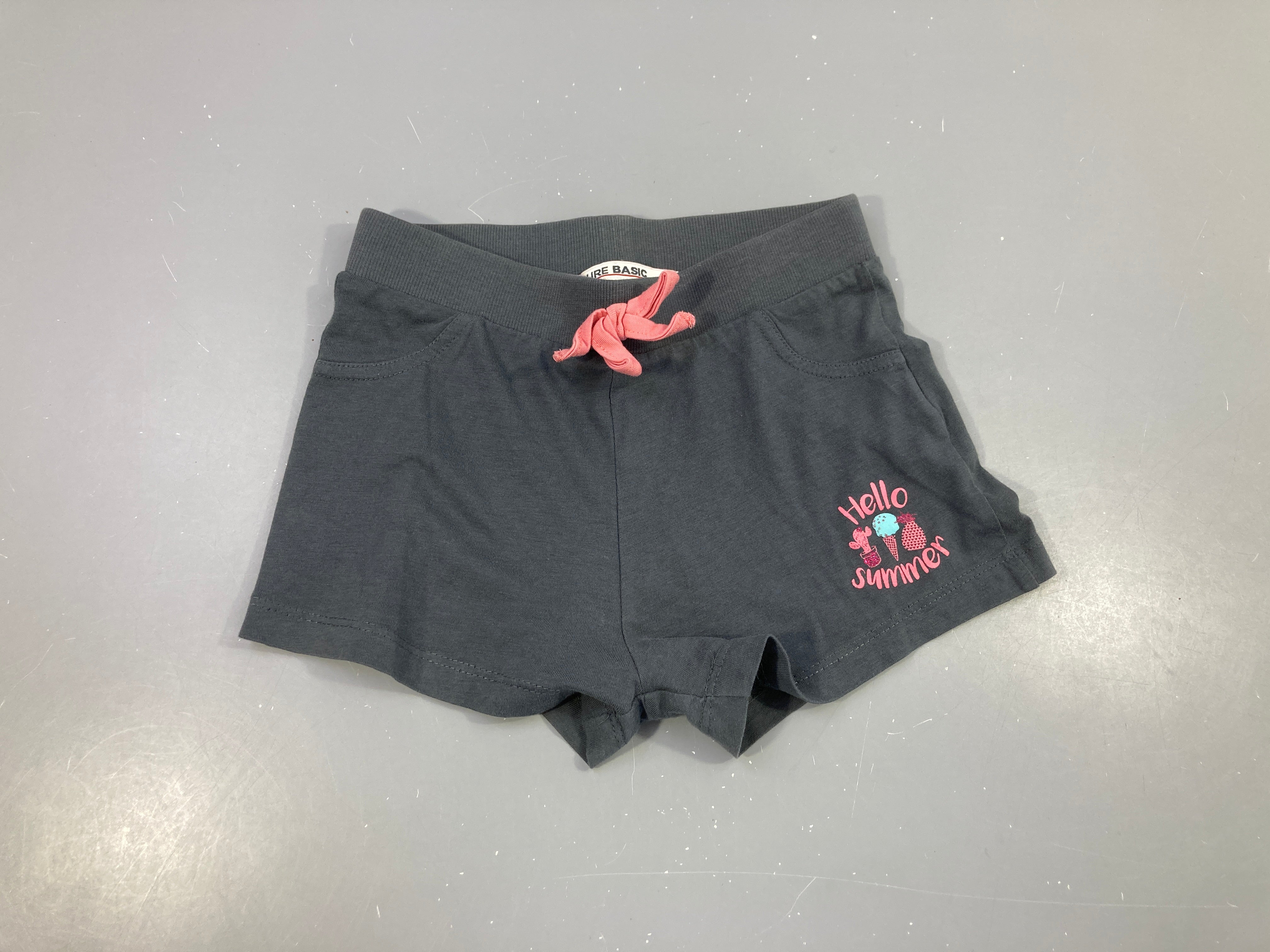 Short jersey gris foncé Hello summer