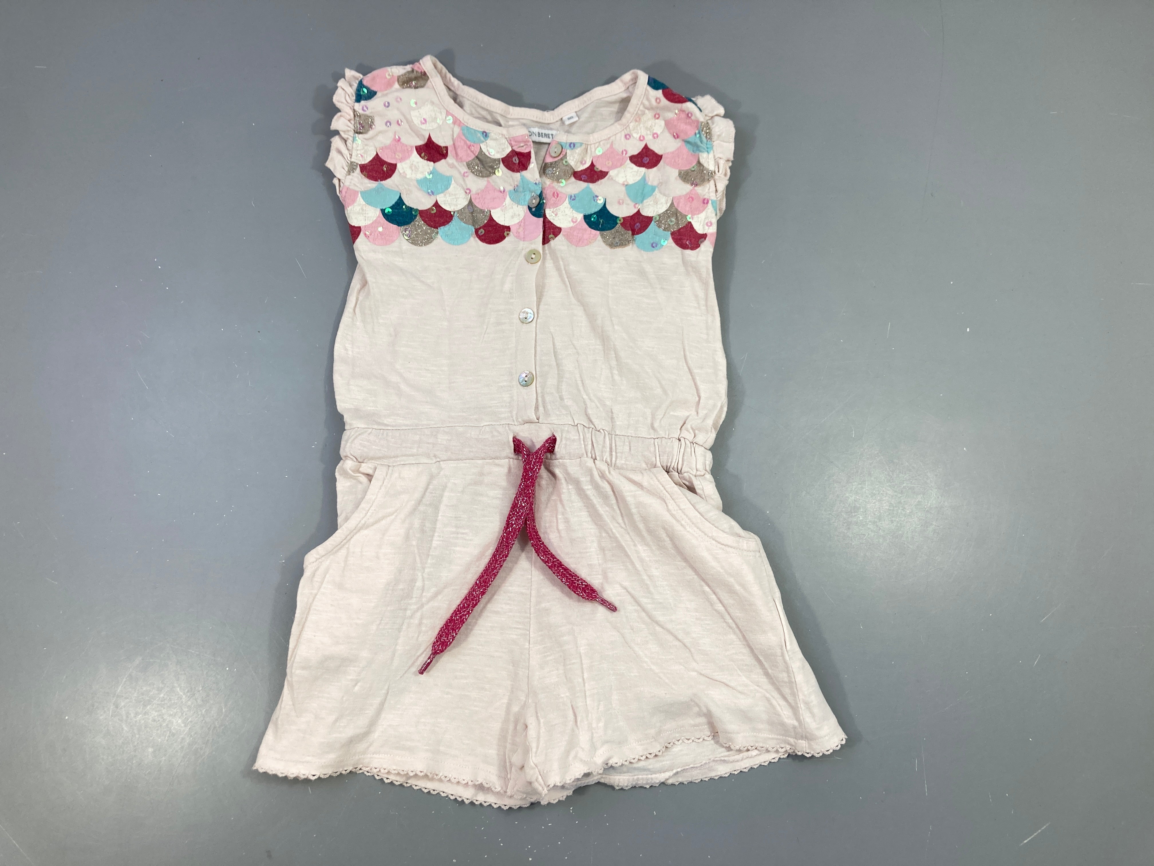 Combishort jersey rose clair ronds & sequins hauts Lemon beret