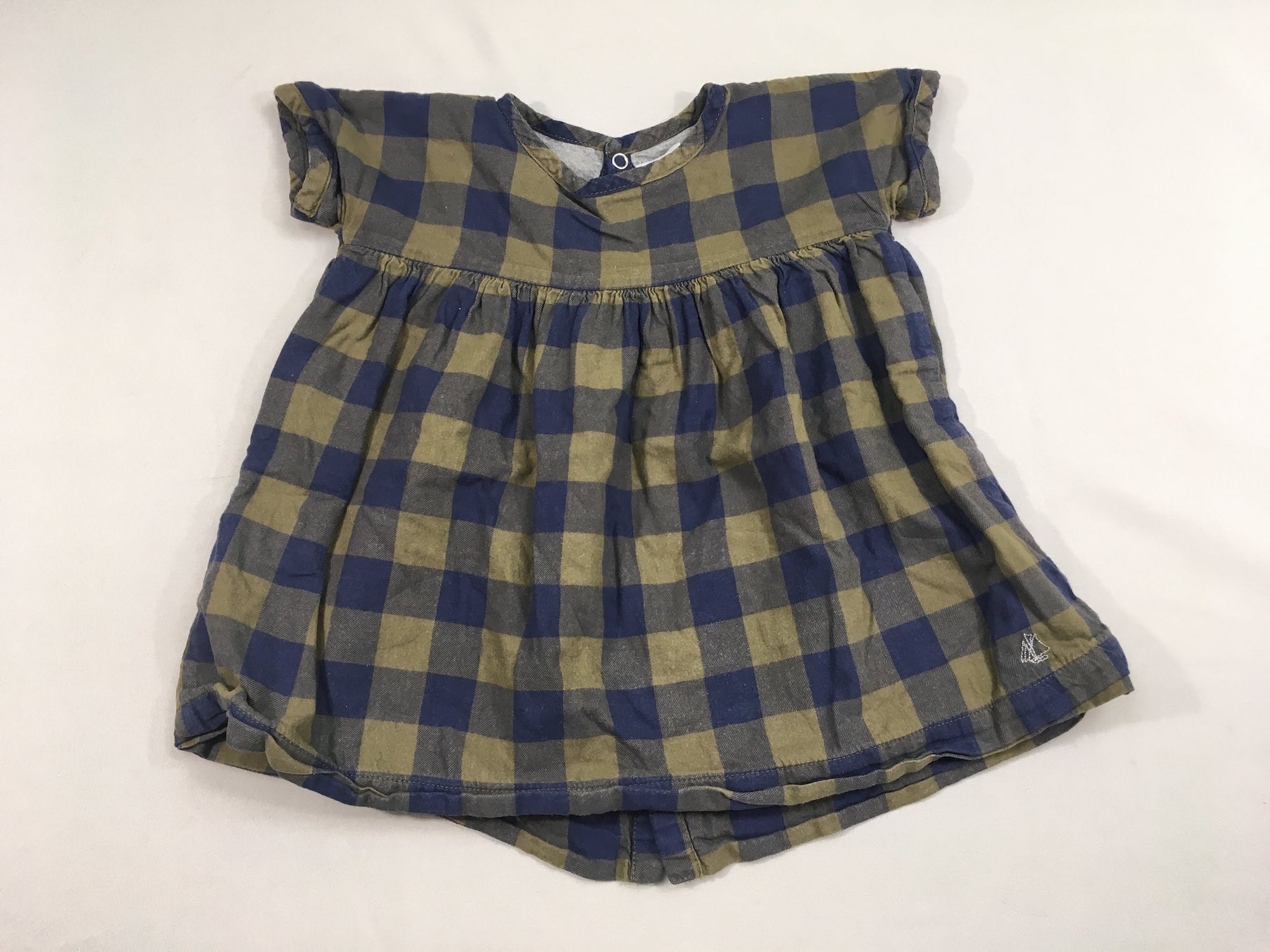 Robe m.c à carreaux bleu/vert
