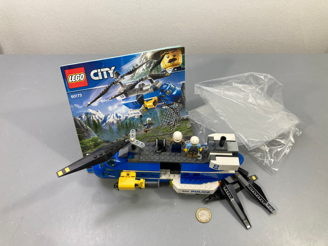 Lego City 60173 hélicoptère police bleu montagne, figurines, avec notice Vendu en l'état tel que sur la photo, moins cher chez Petit Kiwi