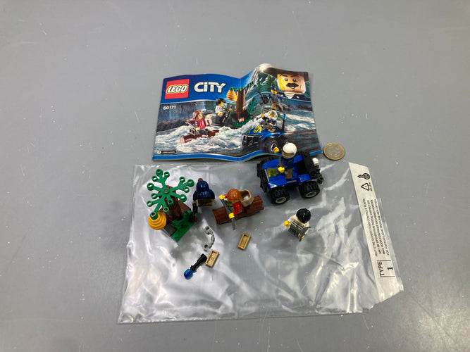 Lego City 60171 police quad bleu montagne, figurines, avec notice Vendu en l'état tel que sur la photo, moins cher chez Petit Kiwi