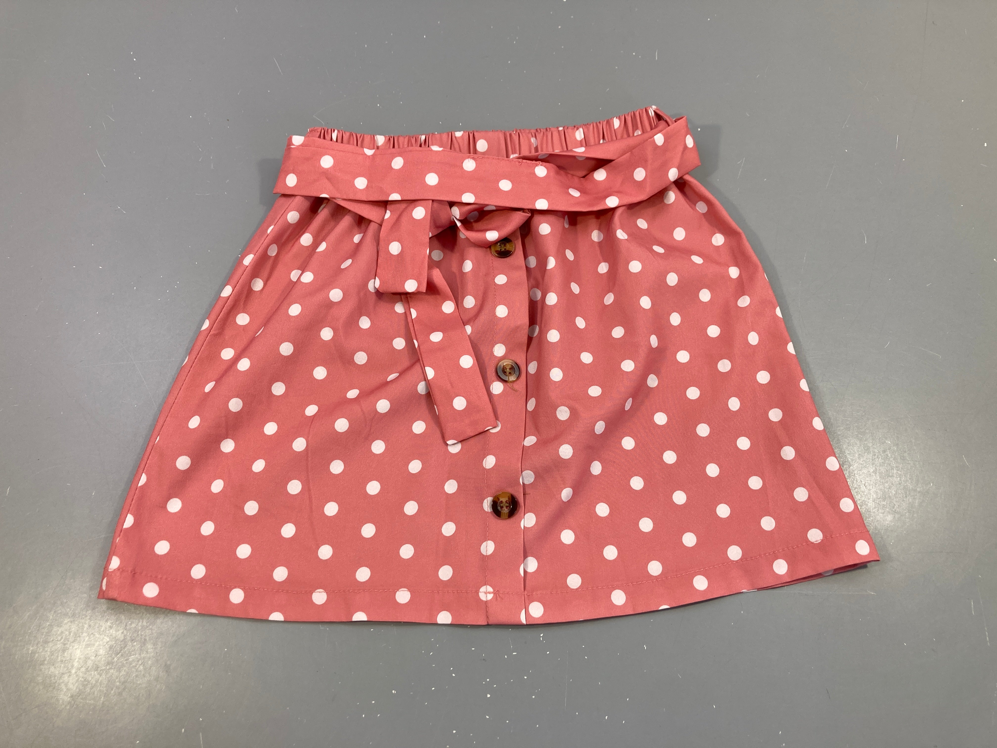 Jupe fluide rose pois  ceinture textile