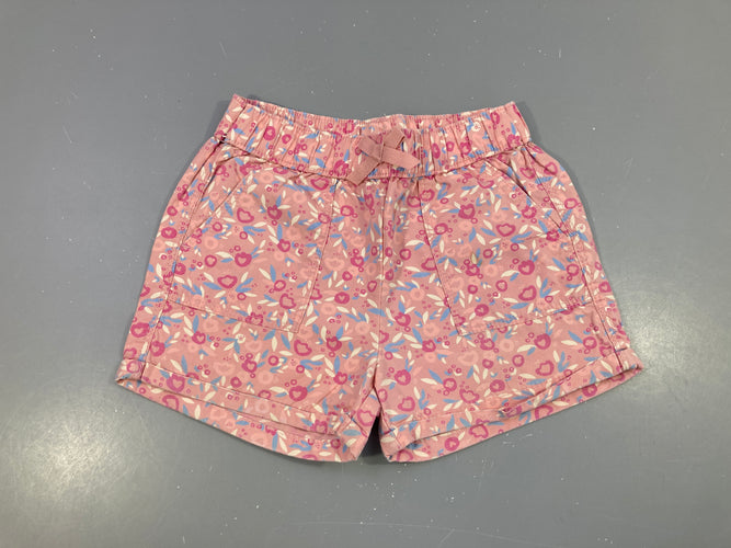 Short rose clair motifs bleu-blancs coeurs, moins cher chez Petit Kiwi