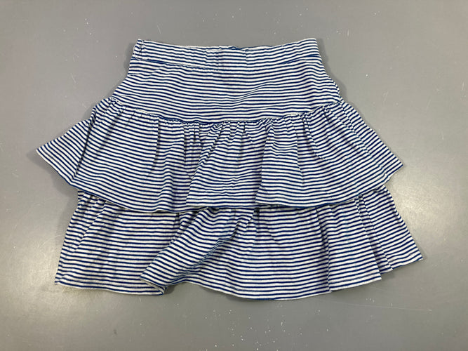 Jupe jersey rayé blanc-bleu volant, moins cher chez Petit Kiwi