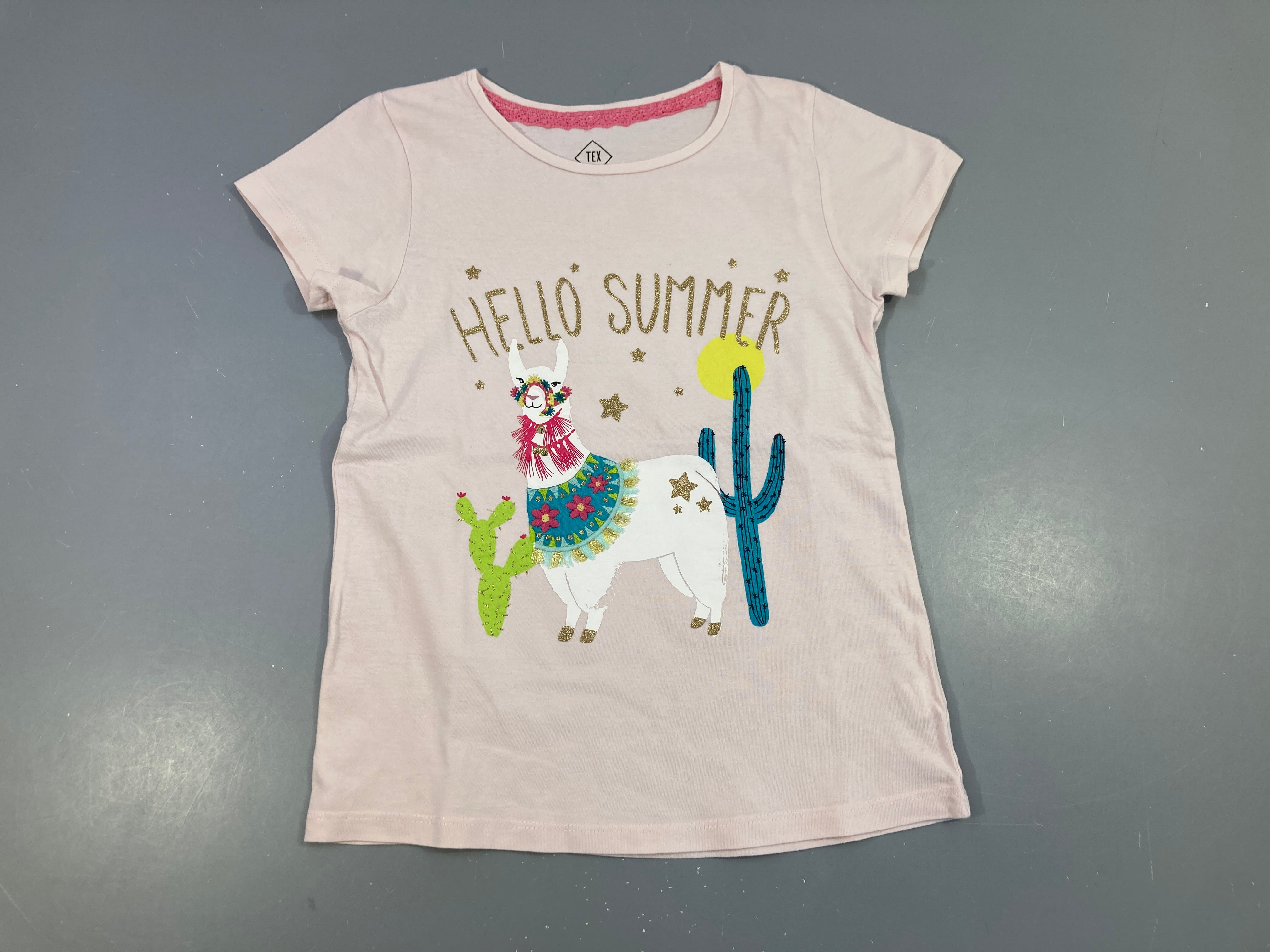 T-shirt m.c rose pâle Summer lama cactus