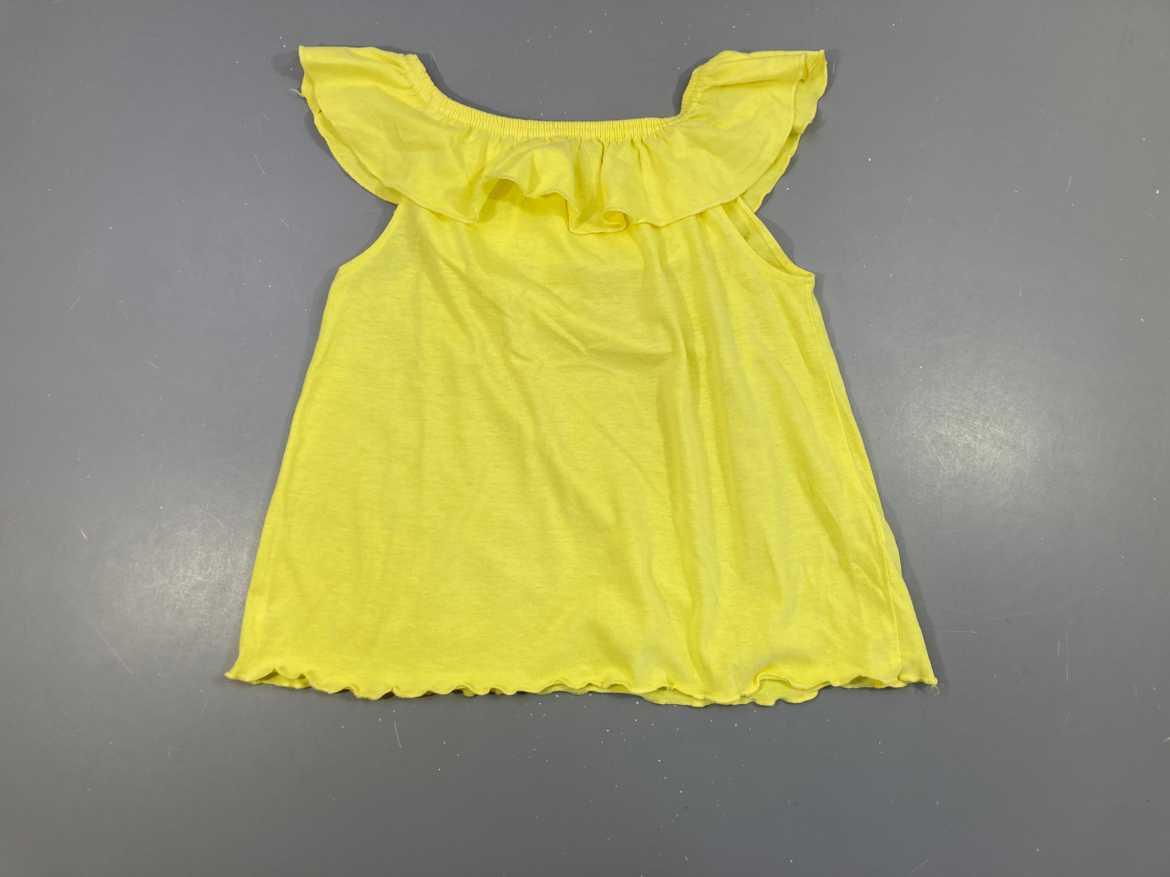 T-shirt s.m jaune froufrou col elastique Bouloche