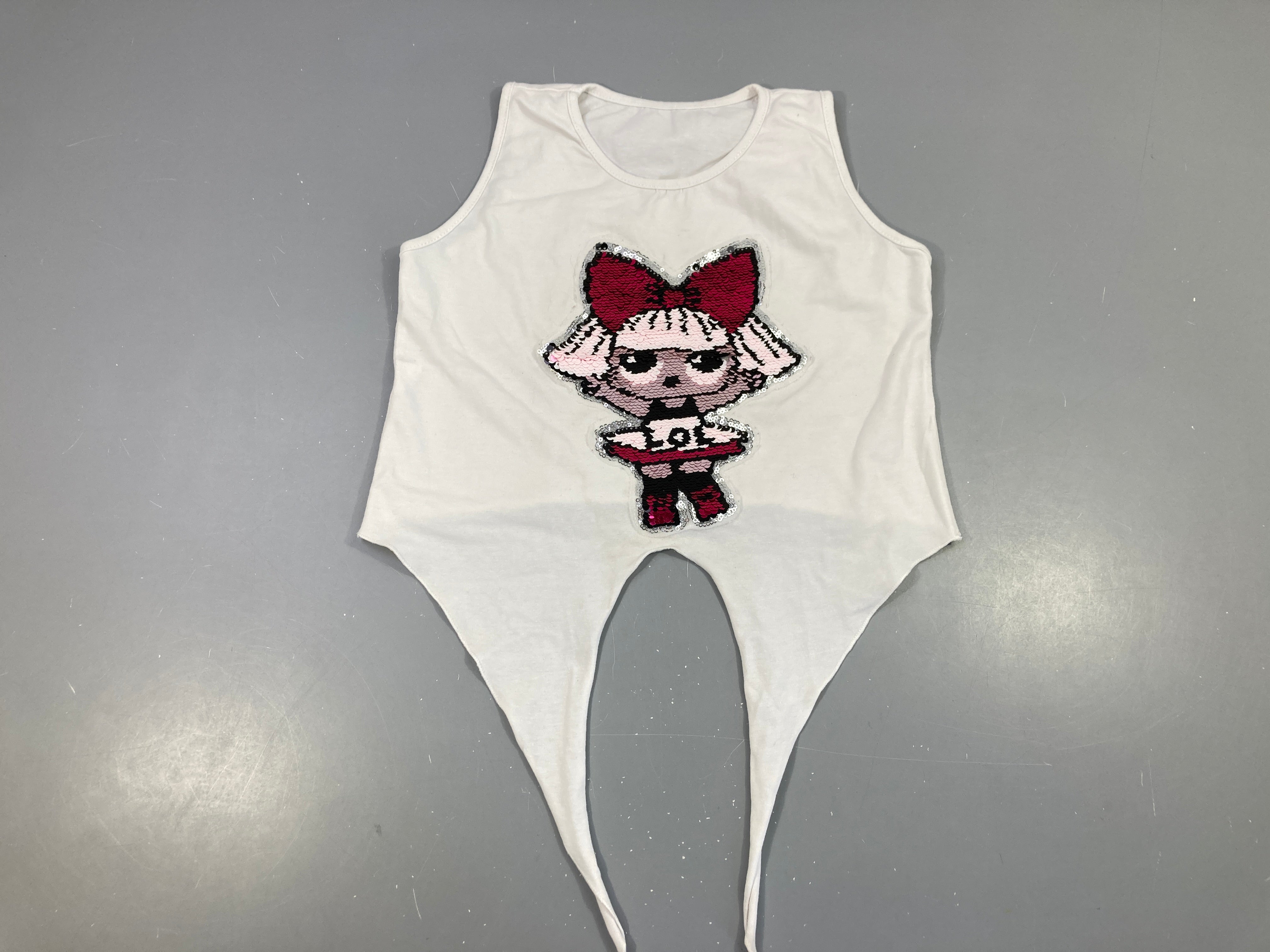T-shirt s.m blanc nouable Fille sequins réversibles