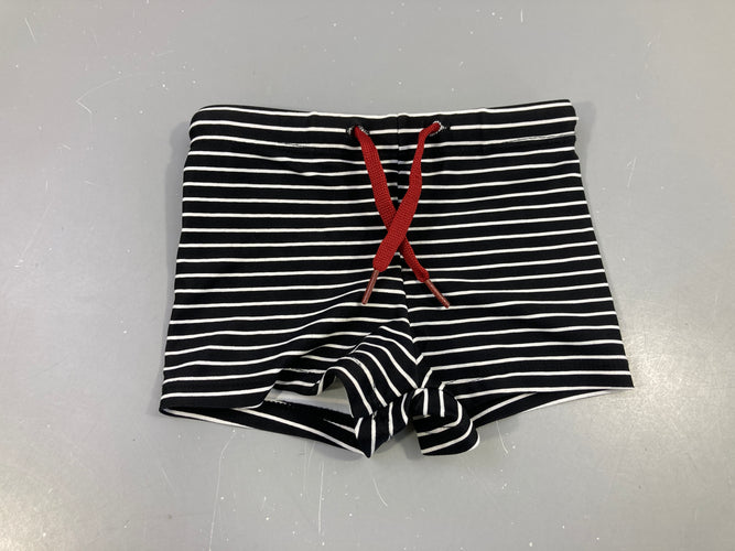 Maillot boxer noir rayé blanc, moins cher chez Petit Kiwi