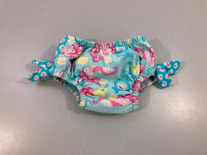 Maillot cullote d'apprentissage bleu-rose paon UPF50+, moins cher chez Petit Kiwi