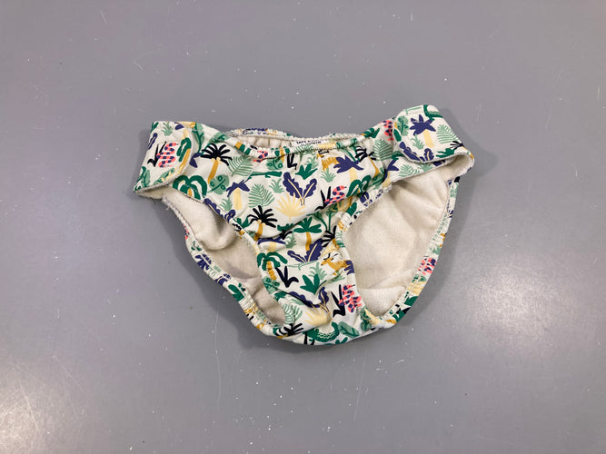 Maillot cullote d'apprentissage écru palmier blancs animaux, moins cher chez Petit Kiwi