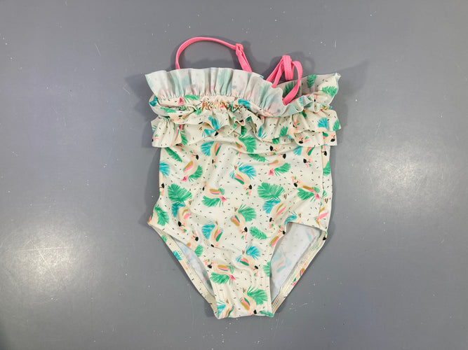 Maillot écru perroquets, moins cher chez Petit Kiwi