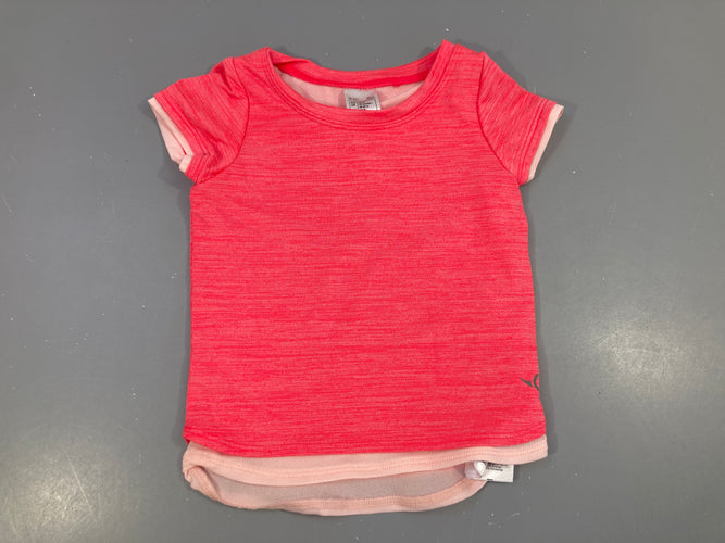 T-shirt m.c de sport effet superposé rose chiné/rose pâle, moins cher chez Petit Kiwi