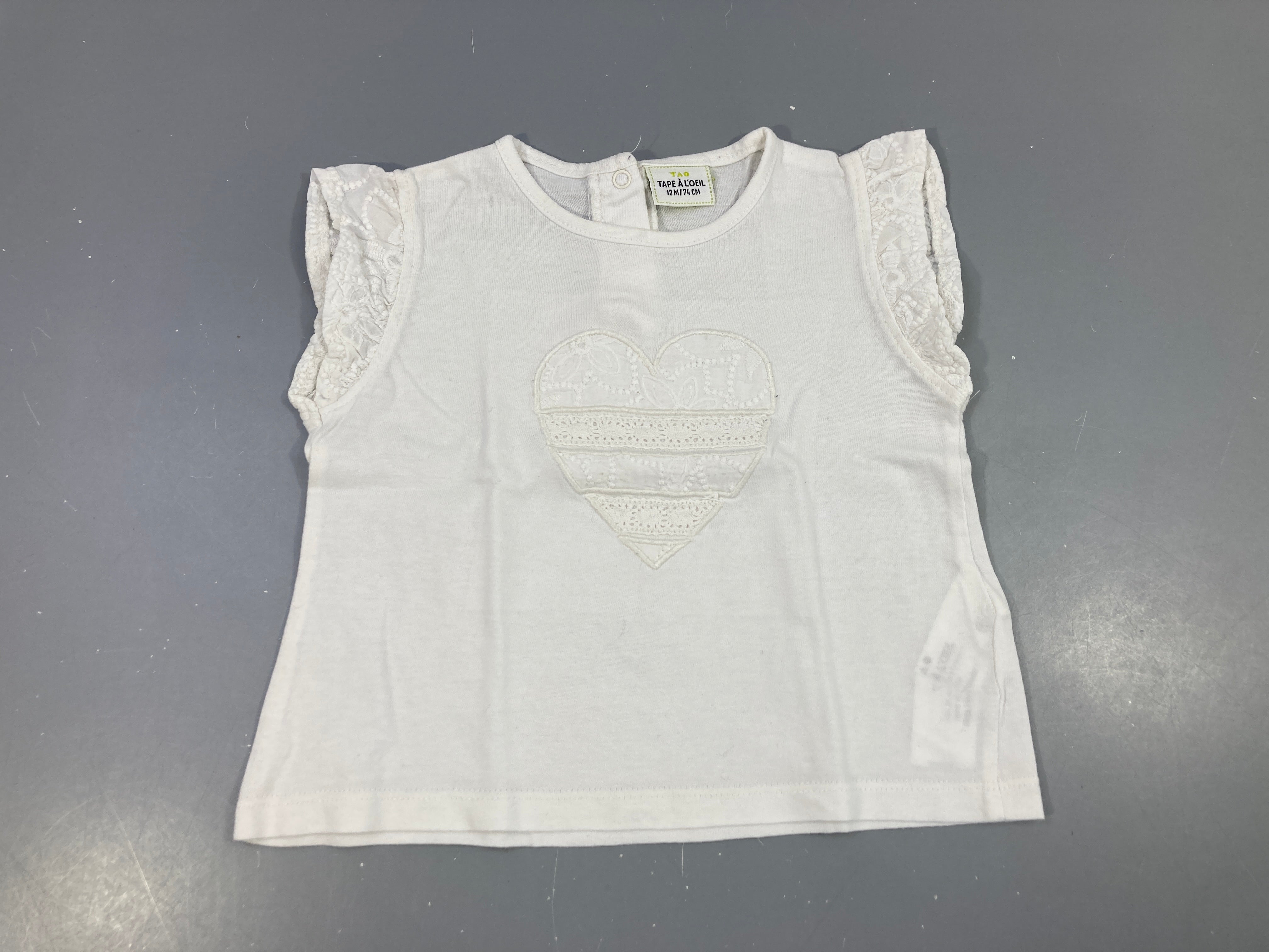 T-shirt m.c blanc broderie coeur