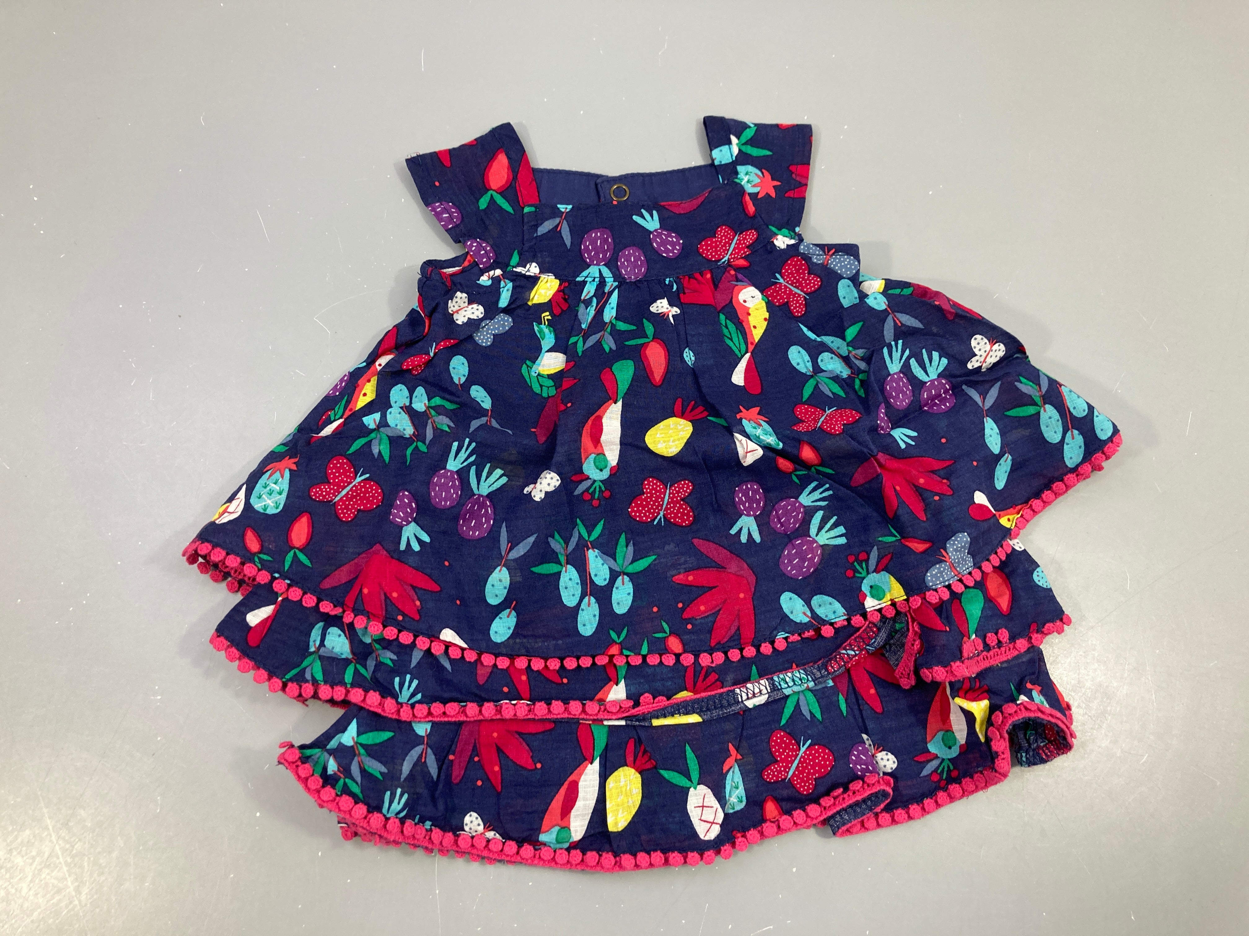Robe s.m coton bleu foncé motifs fruits