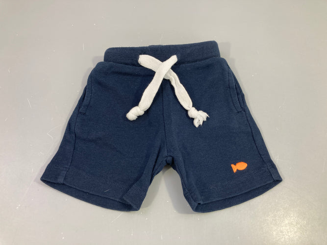 Short molleton bleu foncé poisson, moins cher chez Petit Kiwi