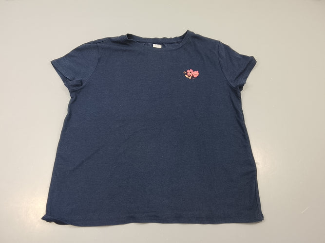 T-shirt m.c bleu marine, petites fleurs, moins cher chez Petit Kiwi