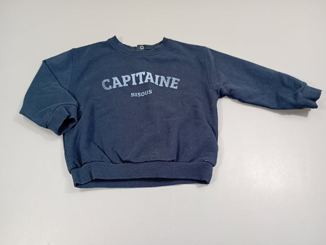 Sweat bleu marine " Capitaine bisous", moins cher chez Petit Kiwi