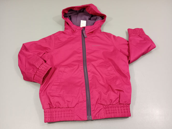 Veste zippée à capuche rose/mauve, doublé polar, moins cher chez Petit Kiwi