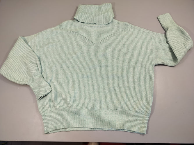 Pull  col roulé vert sauge , léger accrocs, moins cher chez Petit Kiwi