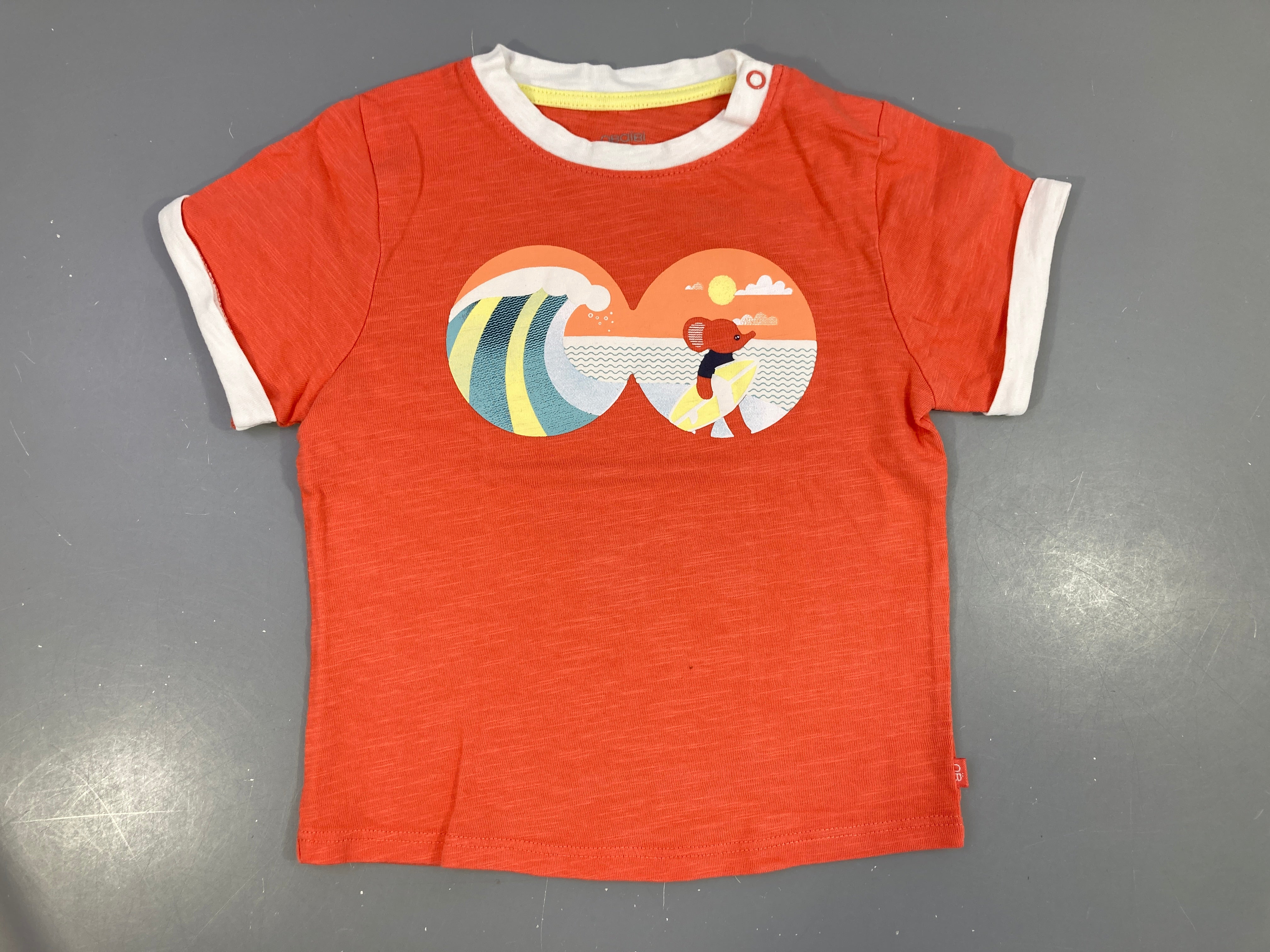 T-shirt m.c orange flammé éléphant surfeur