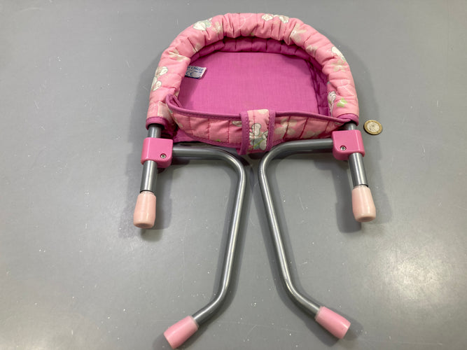 Siège de table pour poupée rose fleuri, armature métal, moins cher chez Petit Kiwi
