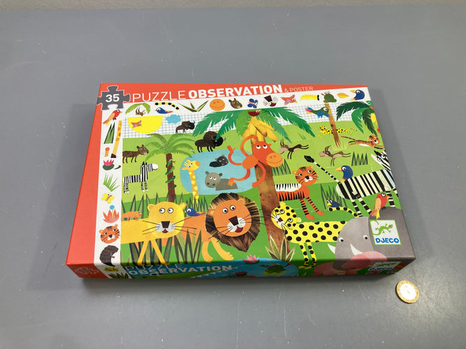 Puzzle Observation 35 pièces jungle + poster, moins cher chez Petit Kiwi