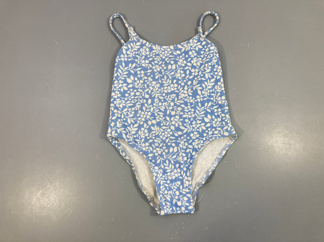 Maillot texturé bleu clair fleures blanches, moins cher chez Petit Kiwi